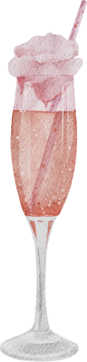 Champagne with Cotton Candy Watercolor Illustration 